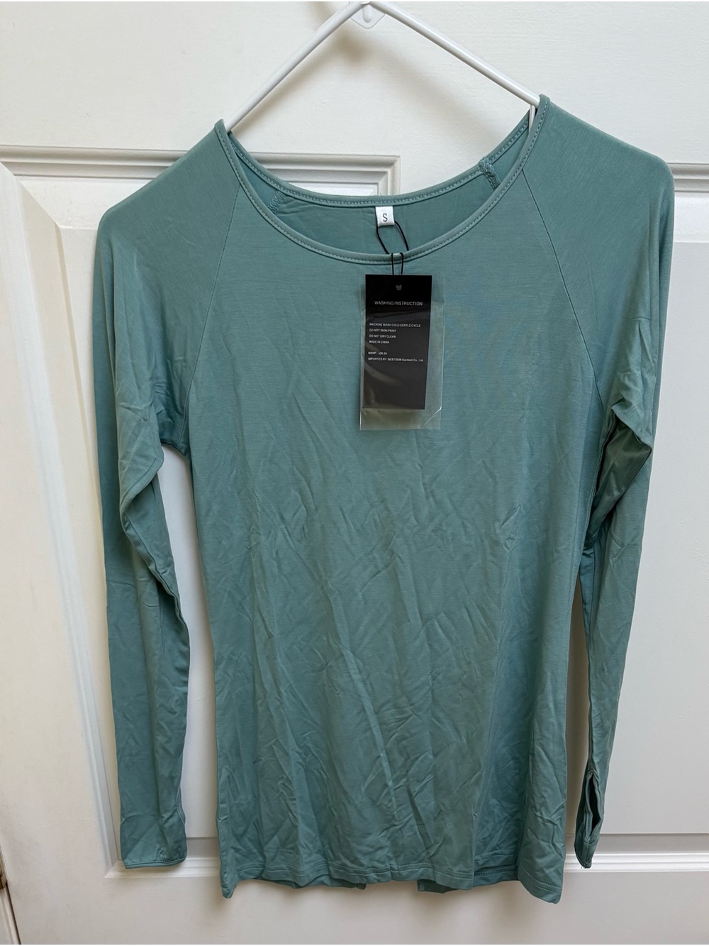 Long Sleeve Scoop Neck Top in Sage Green